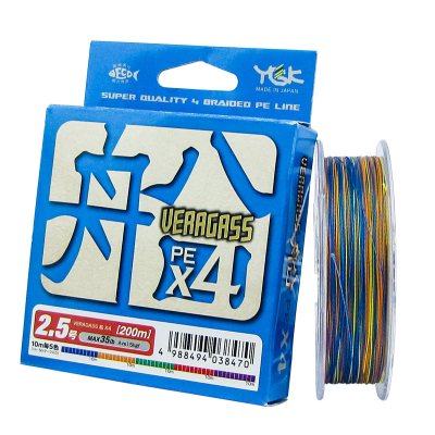Плетёный шнур YGK Veragass X4 PE 200m -0,6 -12lb -418  