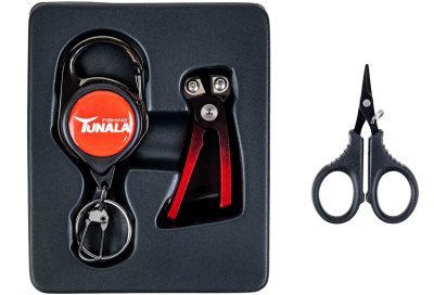 ножницы, кусачки, ретривер-тросик) (Рыболовный набор Tunala Set-956N (ножницы -9,4см, кусачки -6см, ретривер-тросик -9,5см) -Black/Red (1841)